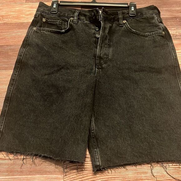 NWOT Free People Vintage Flair Boy Jorts Jean Shorts Mustard Button Fly - Picture 5 of 6